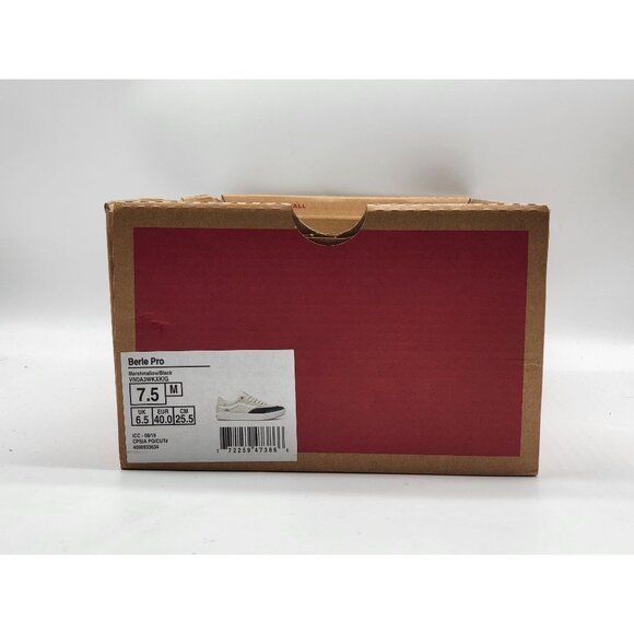 Vans Berle Pro Marshmallow Black Suede Canvas Men Shoes VN0A3WKXKIG Size 7.5‎